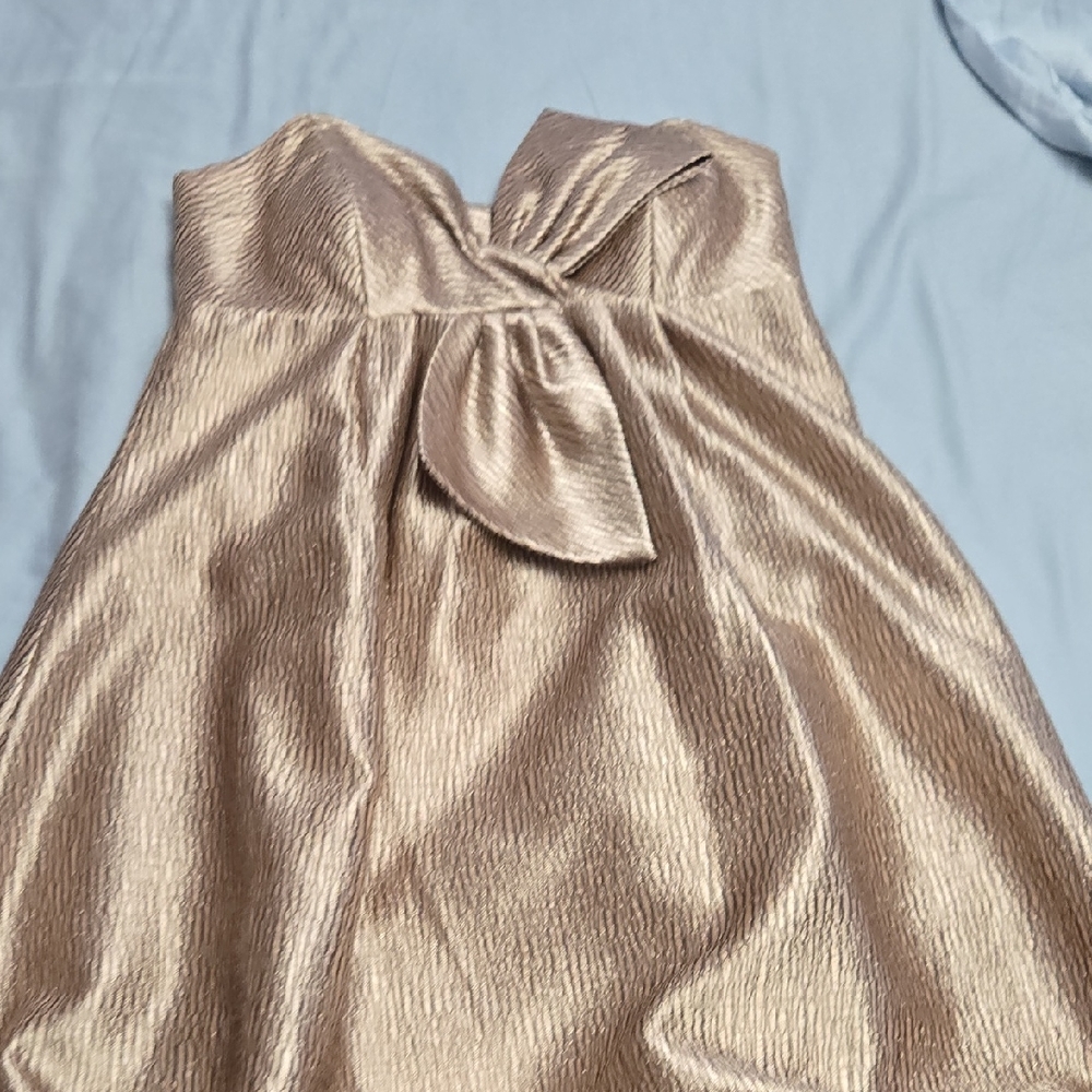 BCBG Gold Pleated Tie Front Sundress